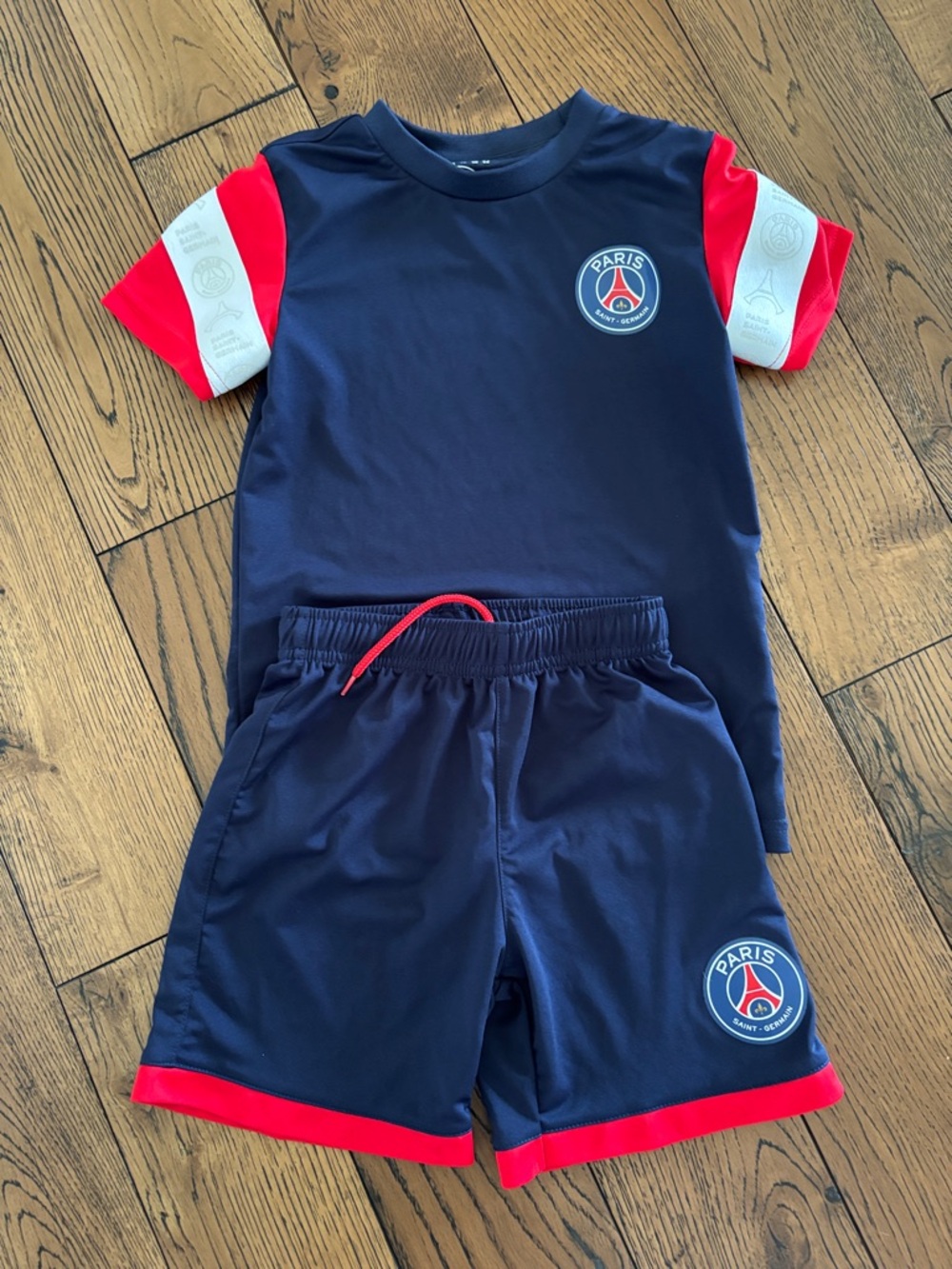 Paris Kids Navy and Red Matching Set - Short Sleeve Tee & Shorts